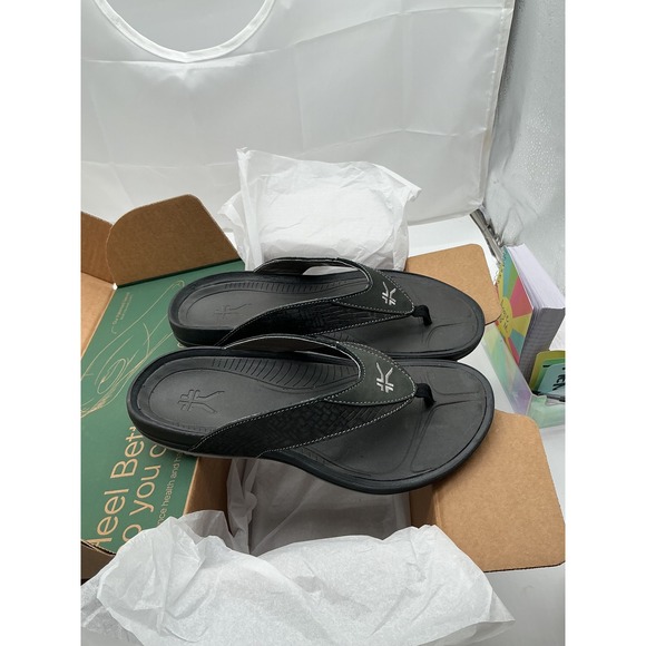 Kuru Kala‎ Mens Orthotic Flip Flop Sandals Grey Black Size 8 main image 9